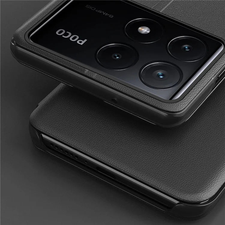 For Xiaomi Poco X6 Pro 5G / Redmi K70E 5G Phone Cover View Window Foldable Stand Case
