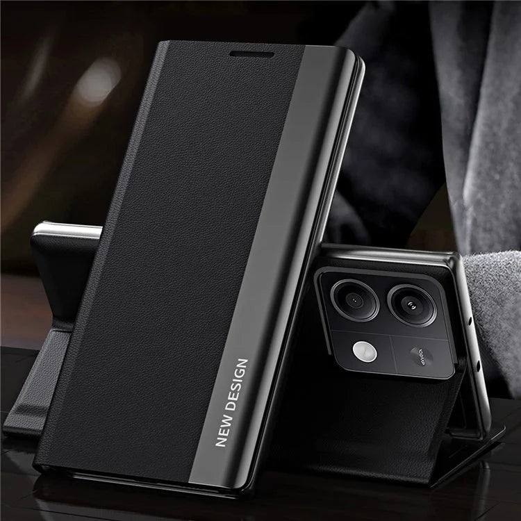 For Xiaomi Redmi Note 13 Pro 5G / Poco X6 5G Stand Case Drop-proof PC+Leather Phone Guard Cover
