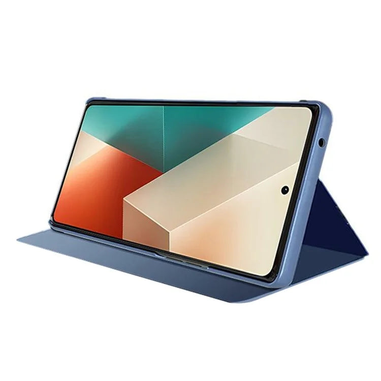 For Xiaomi Redmi Note 13 Pro 5G / Poco X6 5G Phone Case Shockproof Stand Cover with View Window Design  /  Blue