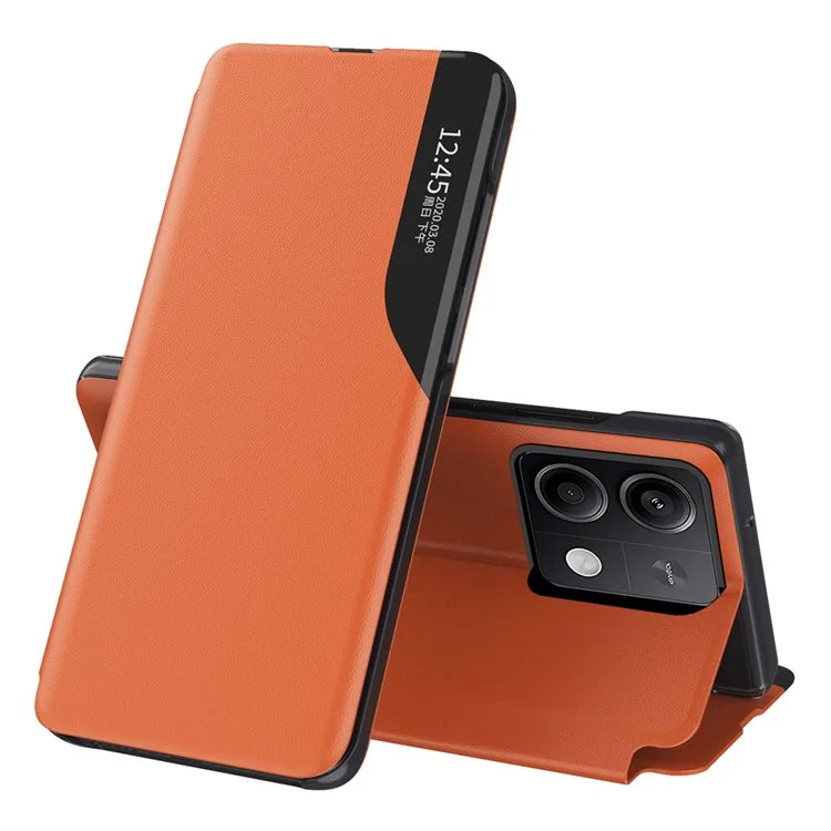 For Xiaomi Redmi Note 13 Pro 5G / Poco X6 5G Cover View Window Scratch-proof Phone Stand Case