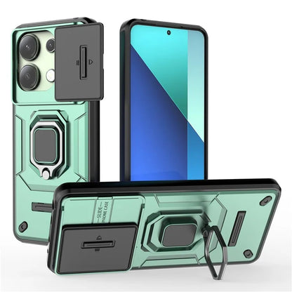 For Xiaomi Redmi Note 13 4G Case PC+TPU Slide Lens Lid Phone Cover