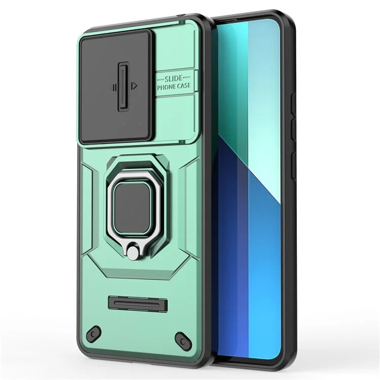For Xiaomi Redmi Note 13 4G Case PC+TPU Slide Lens Lid Phone Cover
