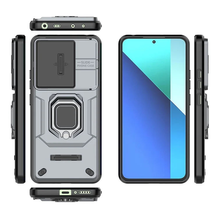 For Xiaomi Redmi Note 13 4G Case PC+TPU Slide Lens Lid Phone Cover