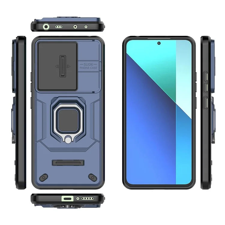 For Xiaomi Redmi Note 13 4G Case PC+TPU Slide Lens Lid Phone Cover