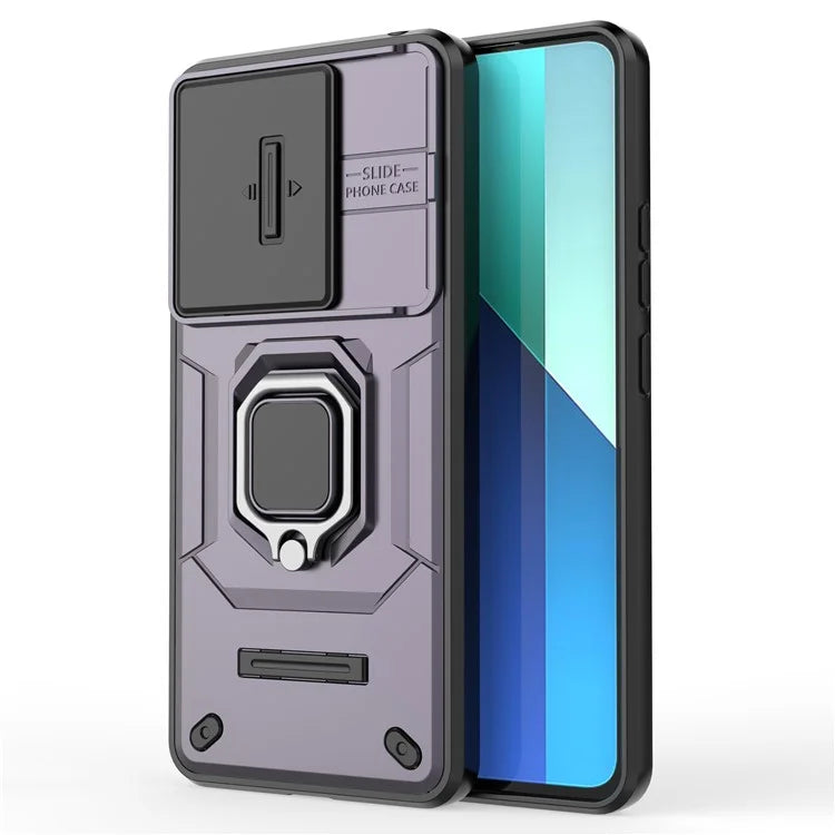 For Xiaomi Redmi Note 13 4G Case PC+TPU Slide Lens Lid Phone Cover