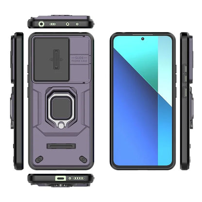 For Xiaomi Redmi Note 13 4G Case PC+TPU Slide Lens Lid Phone Cover
