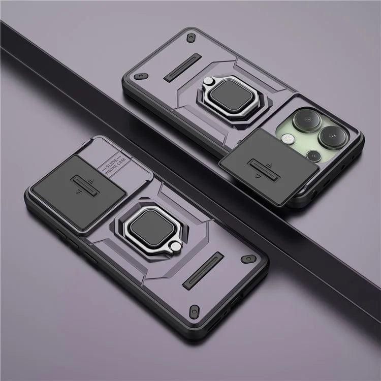 For Xiaomi Redmi Note 13 4G Case PC+TPU Slide Lens Lid Phone Cover