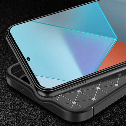 For Xiaomi Redmi Note 13 4G Case Carbon Fiber Texture Soft TPU Cover