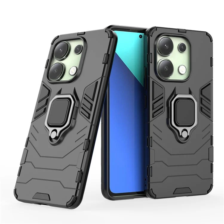 For Xiaomi Redmi Note 13 4G Case PC+TPU Anti-drop Phone Cover with Ring Holder Kickstand