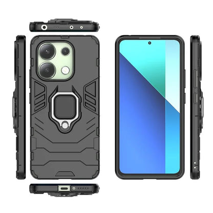 For Xiaomi Redmi Note 13 4G Case PC+TPU Anti-drop Phone Cover with Ring Holder Kickstand