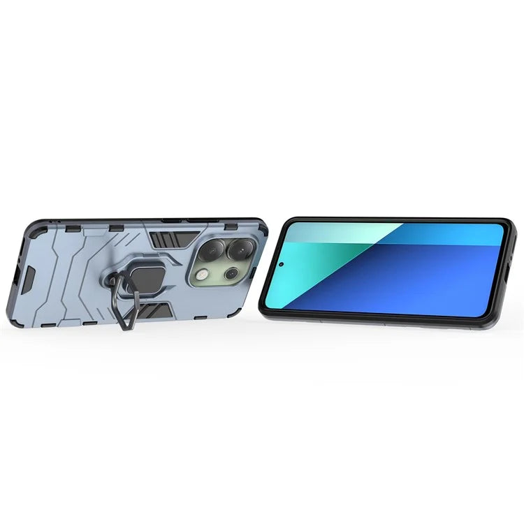 For Xiaomi Redmi Note 13 4G Case PC+TPU Anti-drop Phone Cover with Ring Holder Kickstand