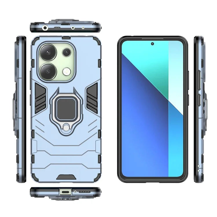 For Xiaomi Redmi Note 13 4G Case PC+TPU Anti-drop Phone Cover with Ring Holder Kickstand
