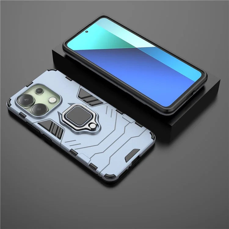 For Xiaomi Redmi Note 13 4G Case PC+TPU Anti-drop Phone Cover with Ring Holder Kickstand