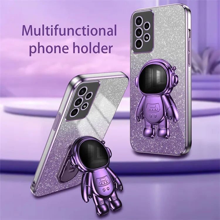 For Samsung Galaxy A13 4G PC+TPU Case Astronaut Kickstand Anti-shock Phone Back Cover