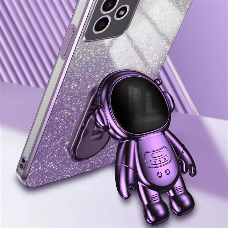 For Samsung Galaxy A13 4G PC+TPU Case Astronaut Kickstand Anti-shock Phone Back Cover