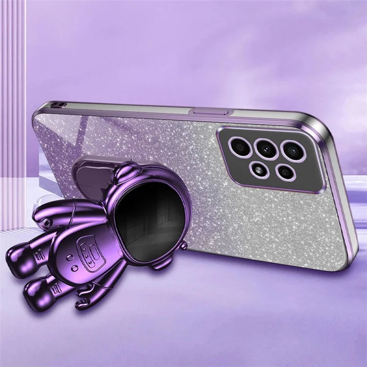 For Samsung Galaxy A13 4G PC+TPU Case Astronaut Kickstand Anti-shock Phone Back Cover