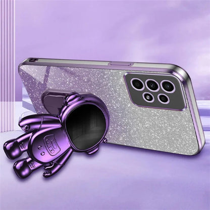 For Samsung Galaxy A13 4G PC+TPU Case Astronaut Kickstand Anti-shock Phone Back Cover