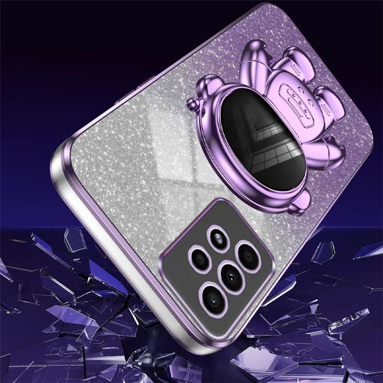 For Samsung Galaxy A13 4G PC+TPU Case Astronaut Kickstand Anti-shock Phone Back Cover