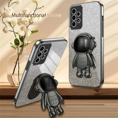 For Samsung Galaxy A13 4G PC+TPU Case Astronaut Kickstand Anti-shock Phone Back Cover