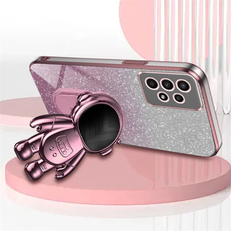 For Samsung Galaxy A13 4G PC+TPU Case Astronaut Kickstand Anti-shock Phone Back Cover