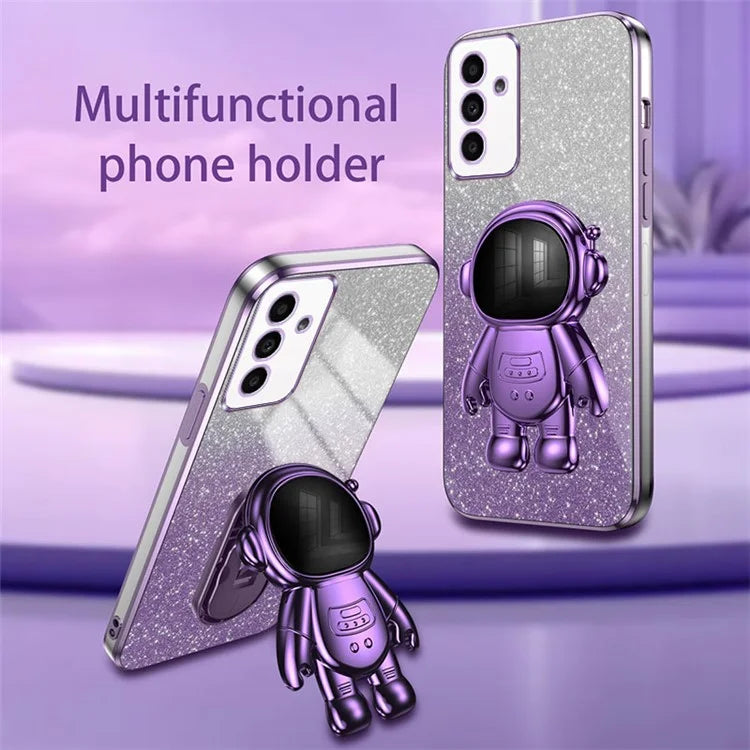 For Samsung Galaxy A14 5G / 4G Cell Phone Case Astronaut Kickstand Glitter PC+TPU Cover