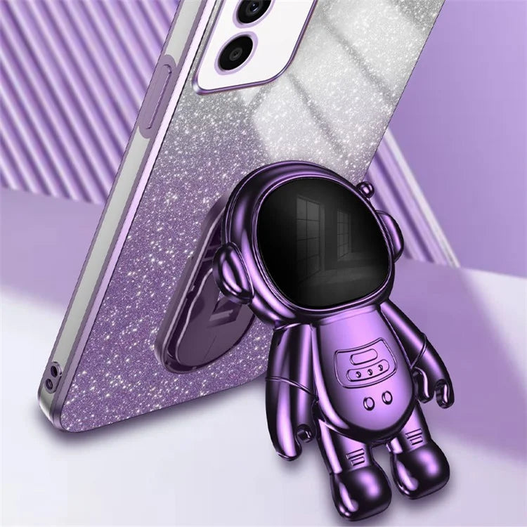 For Samsung Galaxy A14 5G / 4G Cell Phone Case Astronaut Kickstand Glitter PC+TPU Cover