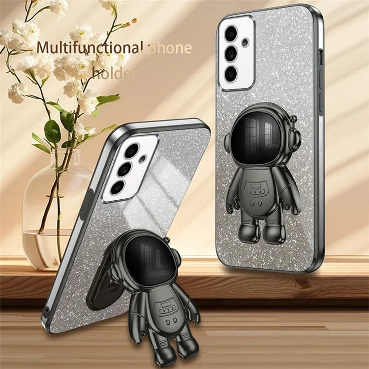 For Samsung Galaxy A14 5G / 4G Cell Phone Case Astronaut Kickstand Glitter PC+TPU Cover