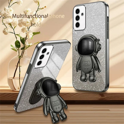 For Samsung Galaxy A14 5G / 4G Cell Phone Case Astronaut Kickstand Glitter PC+TPU Cover