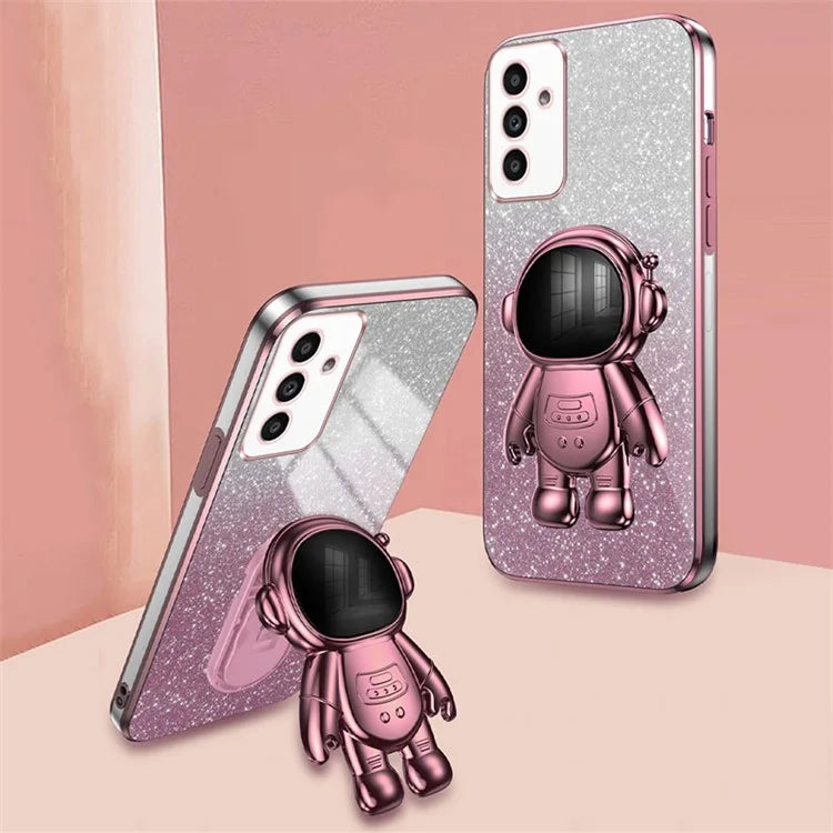 For Samsung Galaxy A14 5G / 4G Cell Phone Case Astronaut Kickstand Glitter PC+TPU Cover