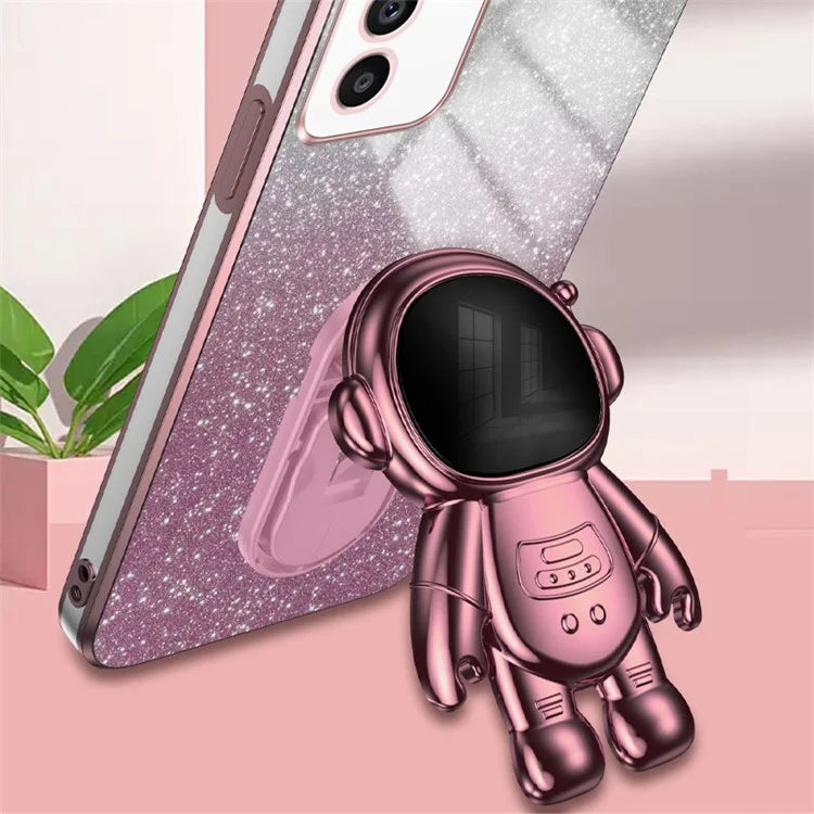 For Samsung Galaxy A14 5G / 4G Cell Phone Case Astronaut Kickstand Glitter PC+TPU Cover