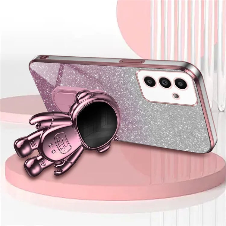 For Samsung Galaxy A14 5G / 4G Cell Phone Case Astronaut Kickstand Glitter PC+TPU Cover