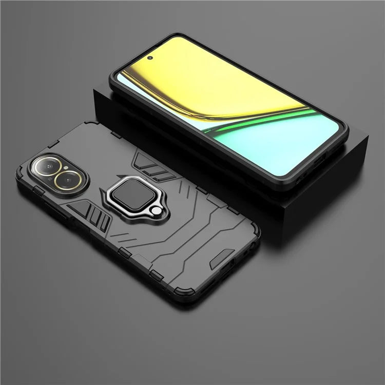 For Realme C67 4G Phone Case Ring Kickstand PC +TPU Hybrid Cover