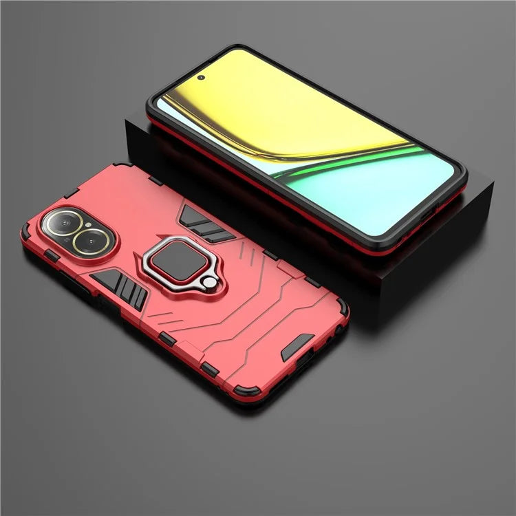 For Realme C67 4G Phone Case Ring Kickstand PC +TPU Hybrid Cover