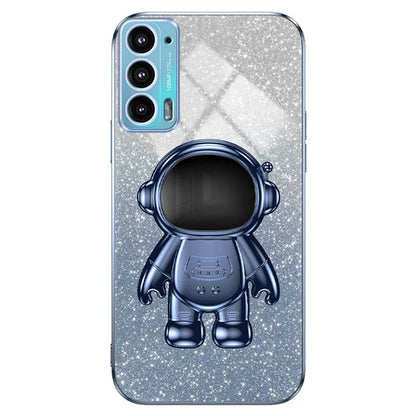For Motorola Edge 20 Case Astronaut Kickstand Mobile Phone Drop-proof Electroplating Cover