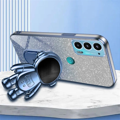 For Motorola Edge 20 Case Astronaut Kickstand Mobile Phone Drop-proof Electroplating Cover