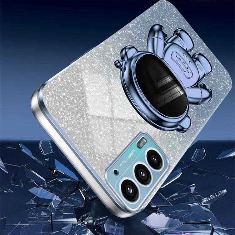 For Motorola Edge 20 Case Astronaut Kickstand Mobile Phone Drop-proof Electroplating Cover