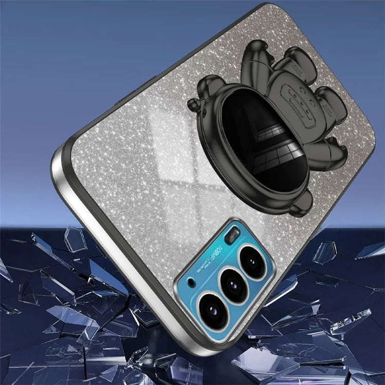For Motorola Edge 20 Case Astronaut Kickstand Mobile Phone Drop-proof Electroplating Cover