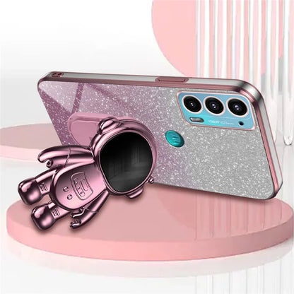For Motorola Edge 20 Case Astronaut Kickstand Mobile Phone Drop-proof Electroplating Cover