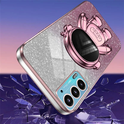 For Motorola Edge 20 Case Astronaut Kickstand Mobile Phone Drop-proof Electroplating Cover