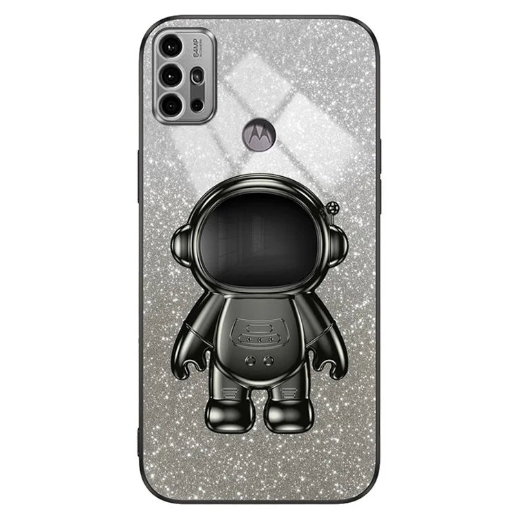 For Motorola Moto G30 Case Astronaut Kickstand Electroplating Phone Cover