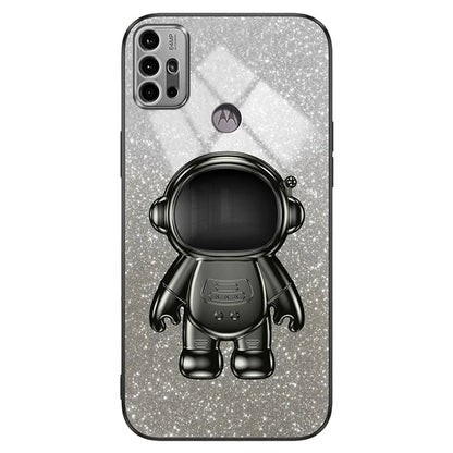 For Motorola Moto G30 Case Astronaut Kickstand Electroplating Phone Cover
