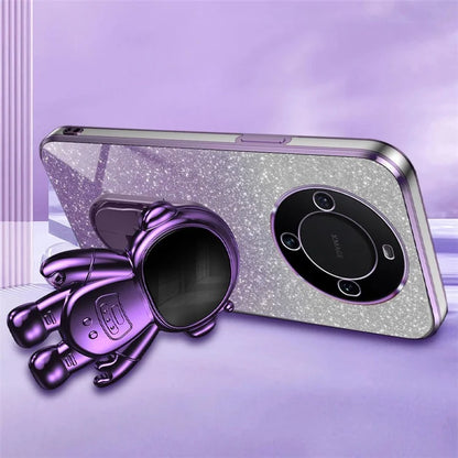 For Huawei Mate 60 Pro PC+TPU Case Electroplating Astronaut Kickstand Phone Cover