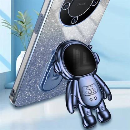 For Huawei Mate 60 Pro PC+TPU Case Electroplating Astronaut Kickstand Phone Cover