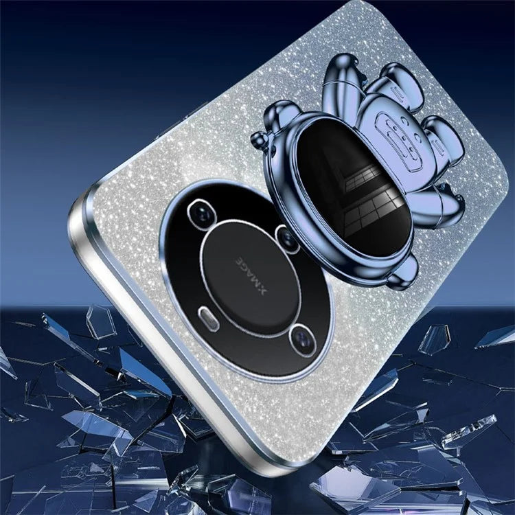 For Huawei Mate 60 Pro PC+TPU Case Electroplating Astronaut Kickstand Phone Cover