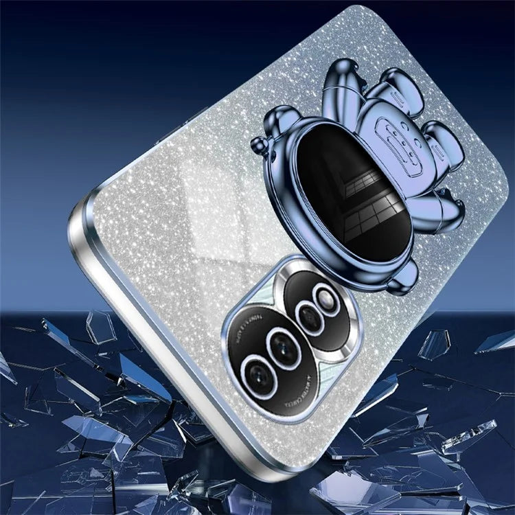 For Honor 80 5G Case Electroplating Astronaut Kickstand PC+TPU Anti-drop Phone Cover