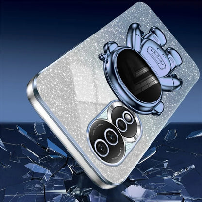 For Honor 80 5G Case Electroplating Astronaut Kickstand PC+TPU Anti-drop Phone Cover