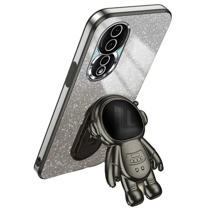 For Honor 80 5G Case Electroplating Astronaut Kickstand PC+TPU Anti-drop Phone Cover
