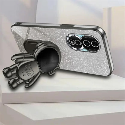 For Honor 80 5G Case Electroplating Astronaut Kickstand PC+TPU Anti-drop Phone Cover