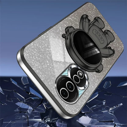 For Honor 80 5G Case Electroplating Astronaut Kickstand PC+TPU Anti-drop Phone Cover
