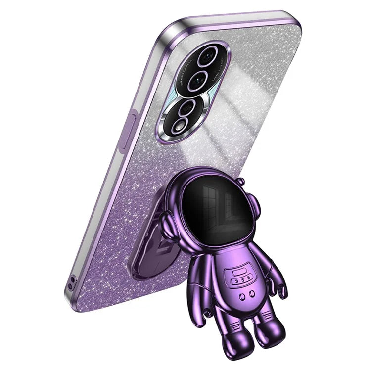 For Honor 80 5G Case Electroplating Astronaut Kickstand PC+TPU Anti-drop Phone Cover
